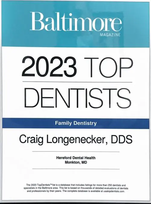 2023 Top Dentists Baltimore Magazine